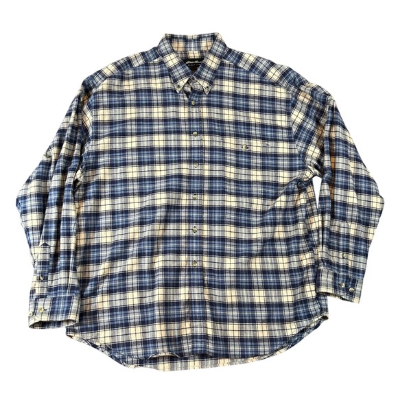 Eddie Bauer Other - Eddie Bauer Mens Plaid‎ Flannel Button Down Shirt Long Sleeve Pocket Blue XL